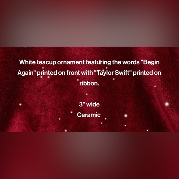 NEW Taylor Swift Red Teacup Ornament - Picture 4 of 8